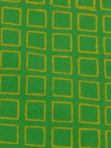 Mint Green Yellow Hand Block Printed Cotton Fabric Per Meter - F0916181