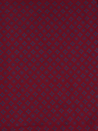 Maroon Blue Block Printed Cotton Fabric Per Meter - F0916703