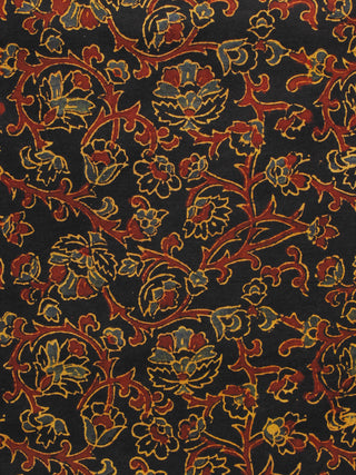Black Rust Yellow Grey Ajrakh Hand Block Printed Cotton Blouse Fabric - BPA056