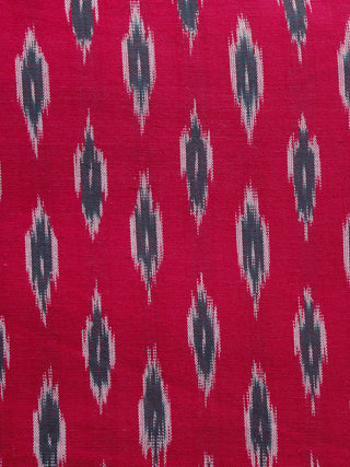 Crimson Black Pochampally Hand Weaved Ikat Fabric Per Meter - F003F1246