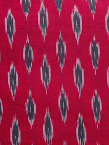 Crimson Black Pochampally Hand Weaved Ikat Fabric Per Meter - F003F1246