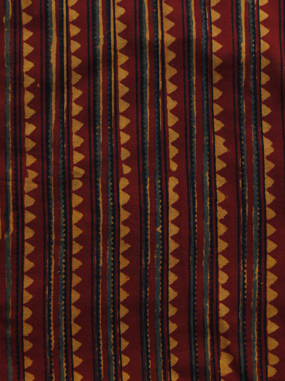 Maroon Rust Orange Black Ajrakh Hand Block Printed Cotton Blouse Fabric - BPA032
