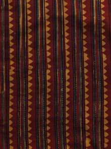 Maroon Rust Orange Black Ajrakh Hand Block Printed Cotton Blouse Fabric - BPA032