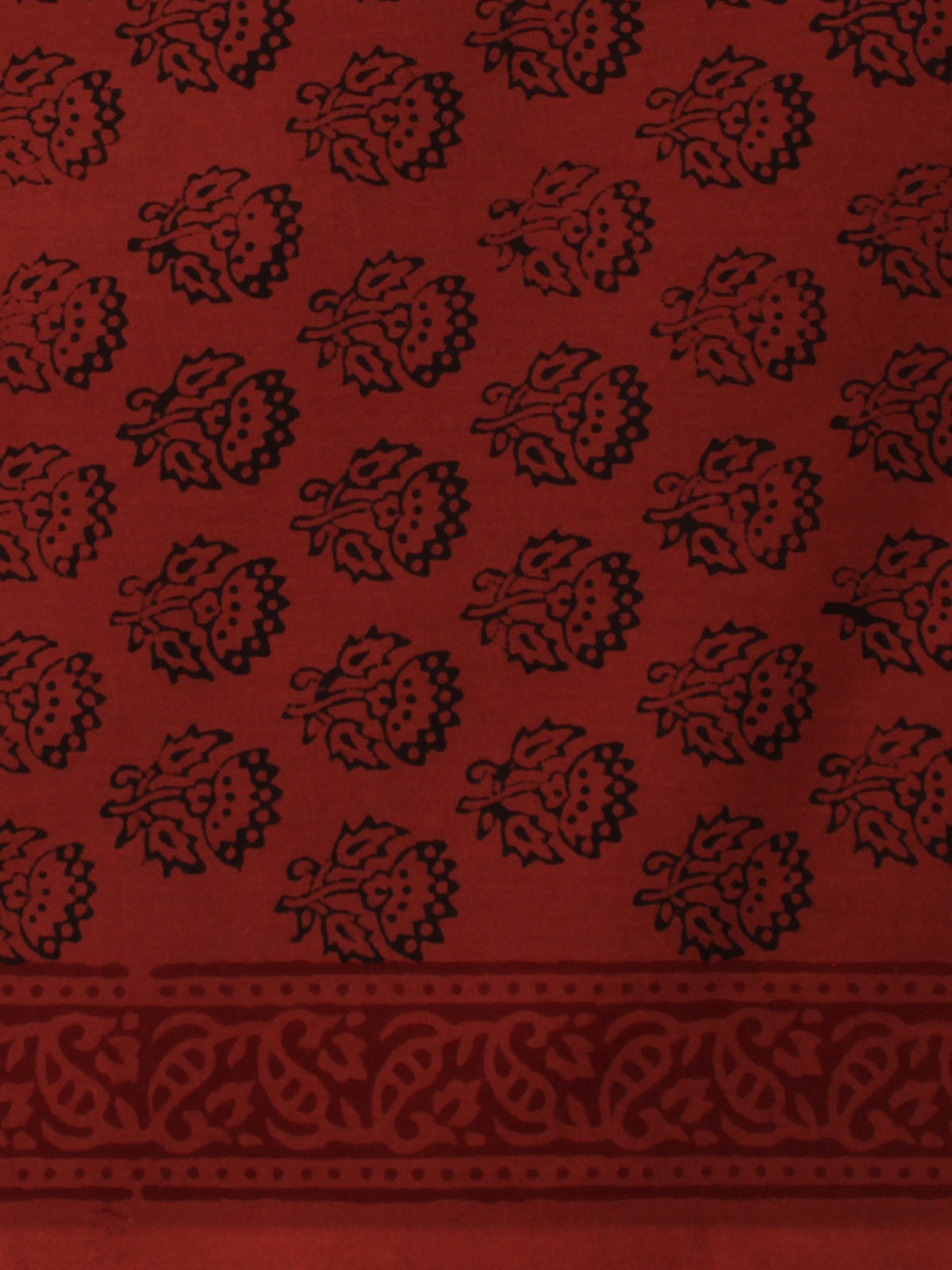 Crimson Red Black Bagh Printed Cotton Fabric Per Meter - F005F2084