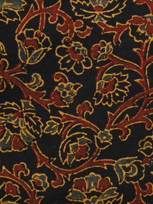 Black Rust Yellow Grey Ajrakh Hand Block Printed Cotton Blouse Fabric - BPA056