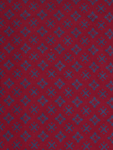 Maroon Blue Block Printed Cotton Fabric Per Meter - F0916703