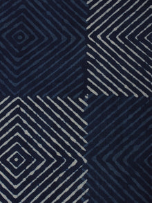 Indigo White Hand Block Printed Cotton Cambric Fabric Per Meter - F0916154