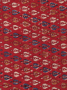 Red Indigo Mustard Hand Block Printed Cotton Fabric Per Meter - F001F2468