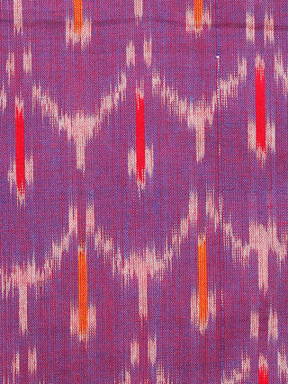 Purple Orange Ivory Pochampally Hand Weaved Ikat Mercerised  Fabric Per Meter - F002F1433