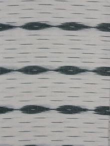 Ivory Teal Green Pochampally Hand Weaved Ikat Fabric Per Meter - F0916744