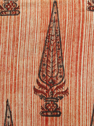 Beige Maroon Hand Block Printed Cotton Fabric Per Meter - F001F1078