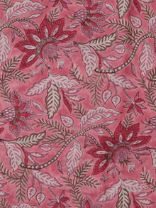Pink Red White Hand Block Printed Cotton Fabric Per Meter - F001F2371