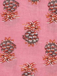 Pink Grey Block Printed Cotton Fabric Per Meter - F001F2154