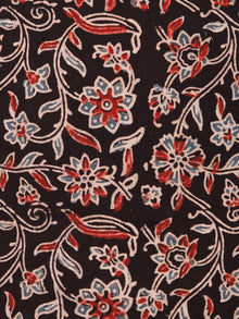 Black Maroon Blue Ajrakh Block Printed Cotton Fabric Per Meter - F003F1765