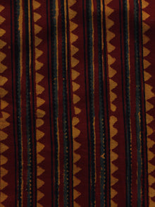 Maroon Rust Orange Black Ajrakh Hand Block Printed Cotton Blouse Fabric - BPA032