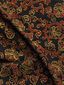 Black Rust Yellow Grey Ajrakh Hand Block Printed Cotton Blouse Fabric - BPA056