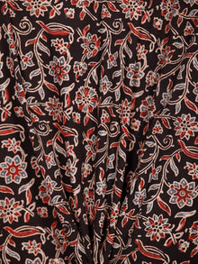 Black Maroon Blue Ajrakh Block Printed Cotton Fabric Per Meter - F003F1765