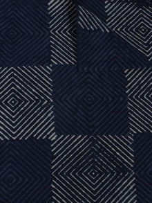Indigo White Hand Block Printed Cotton Cambric Fabric Per Meter - F0916154