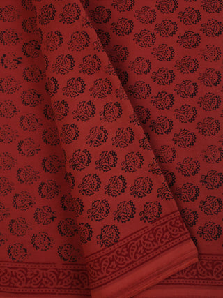 Crimson Red Black Bagh Printed Cotton Fabric Per Meter - F005F2084