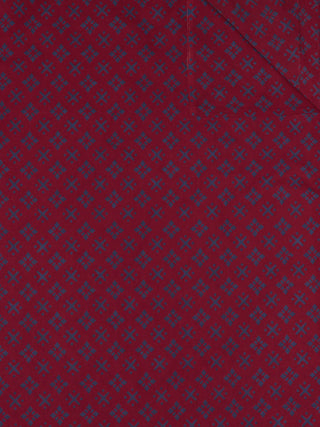 Maroon Blue Block Printed Cotton Fabric Per Meter - F0916703