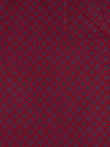 Maroon Blue Block Printed Cotton Fabric Per Meter - F0916703