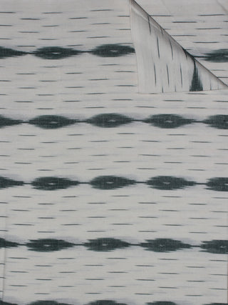 Ivory Teal Green Pochampally Hand Weaved Ikat Fabric Per Meter - F0916744