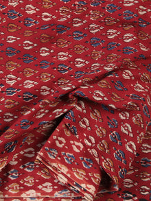 Red Indigo Mustard Hand Block Printed Cotton Fabric Per Meter - F001F2468