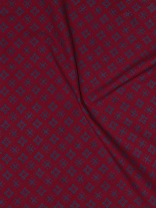 Maroon Blue Block Printed Cotton Fabric Per Meter - F0916703