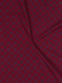 Maroon Blue Block Printed Cotton Fabric Per Meter - F0916703