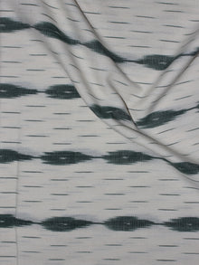 Ivory Teal Green Pochampally Hand Weaved Ikat Fabric Per Meter - F0916744