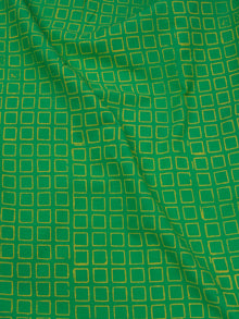 Mint Green Yellow Hand Block Printed Cotton Fabric Per Meter - F0916181