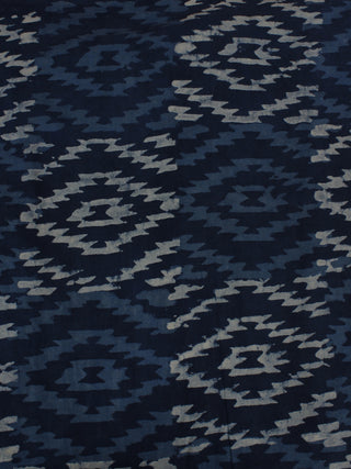 Indigo White Hand Block Printed Cotton Cambric Fabric Per Meter - F0916153