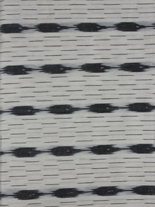 Ivory Black Pochampally Hand Weaved Ikat Fabric Per Meter - F0916745