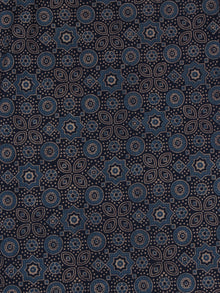 Indigo Ivory Grey Ajrakh Printed Cotton Fabric Per Meter - F0916704
