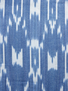 Light Blue White Pochampally Hand Weaved Ikat Fabric Per Meter - F003F1241