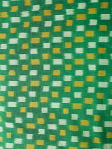 Green Mustard Pochampally Hand Weaved Ikat Mercerised Cotton Fabric Per Meter - F002F1977