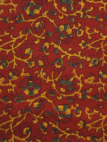 Maroon Yellow Green Black Grey Ajrakh Hand Block Printed Cotton Blouse Fabric - BPA057