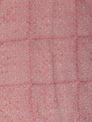 Pink White Hand Block Printed Cotton Fabric Per Meter - F001F2370