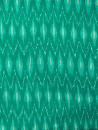 Green Ivory Pochampally Hand Weaved Ikat Mercerised  Fabric Per Meter - F002F1434