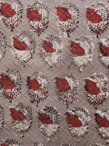 Brown Rust Beige Hand Block Printed Cotton Fabric Per Meter - F001F1363