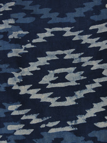 Indigo White Hand Block Printed Cotton Cambric Fabric Per Meter - F0916153