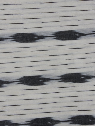 Ivory Black Pochampally Hand Weaved Ikat Fabric Per Meter - F0916745