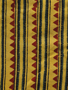 Yellow Maroon Green Black Ajrakh Hand Block Printed Cotton Blouse Fabric - BPA033
