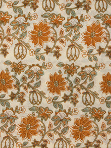 Ivory Rust Sage Green Hand Block Printed Cotton Fabric Per Meter - F001F2024