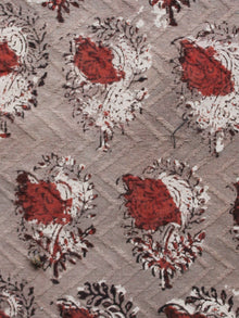 Brown Rust Beige Hand Block Printed Cotton Fabric Per Meter - F001F1363