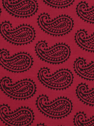 Magenta Pink Black Red Bagh Printed Cotton Fabric Per Meter - F005F2085