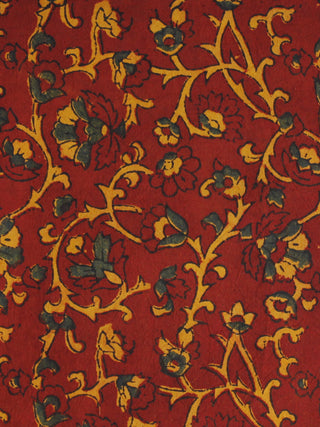 Maroon Yellow Green Black Grey Ajrakh Hand Block Printed Cotton Blouse Fabric - BPA057