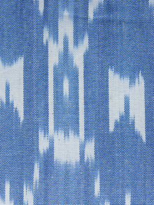 Light Blue White Pochampally Hand Weaved Ikat Fabric Per Meter - F003F1241