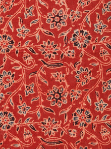 Red Black Beige Ajrakh Block Printed Cotton Fabric Per Meter - F003F1766