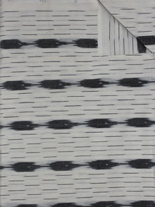 Ivory Black Pochampally Hand Weaved Ikat Fabric Per Meter - F0916745